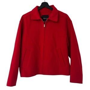 Madewell Wool Blend Double-Faced Rounded-Sleeve Jacket Bright Cherry Small NWOT